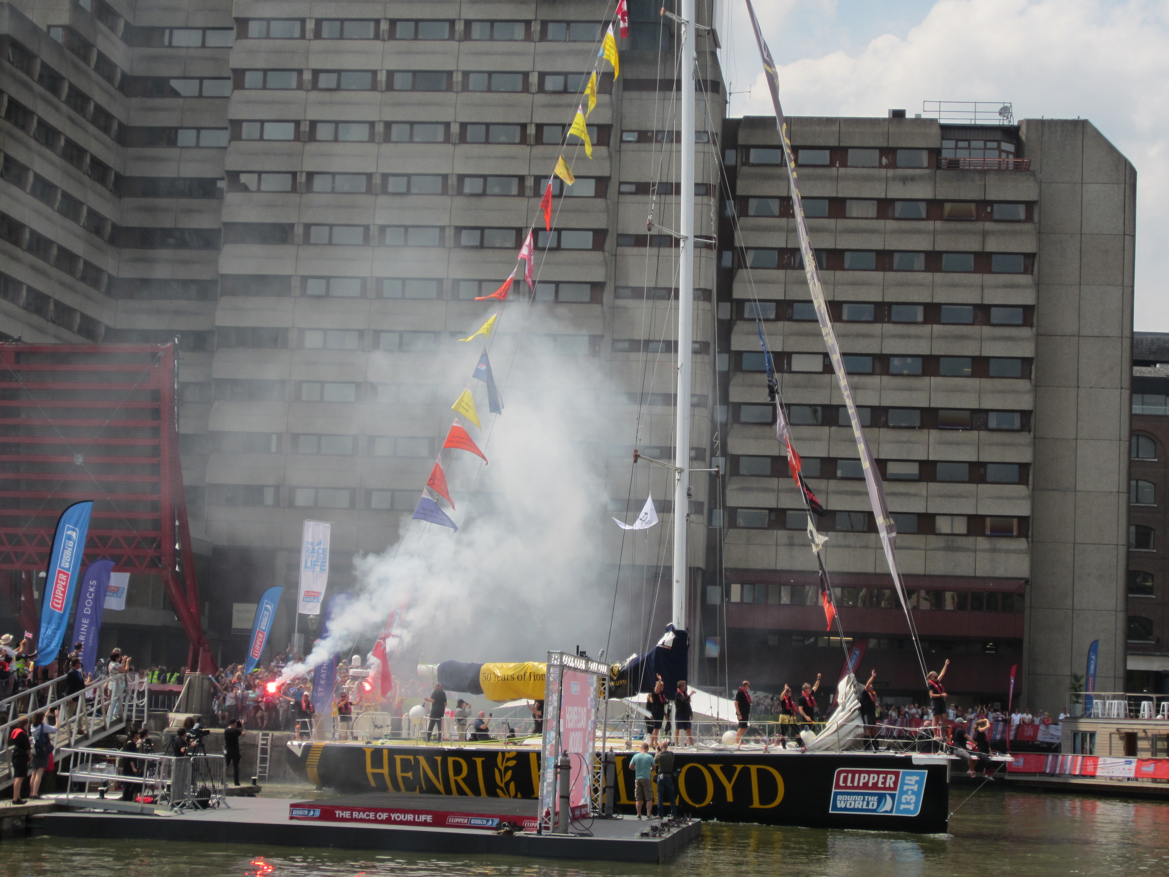 Henri Lloyd entering St Katharine Docks after winning the overall race